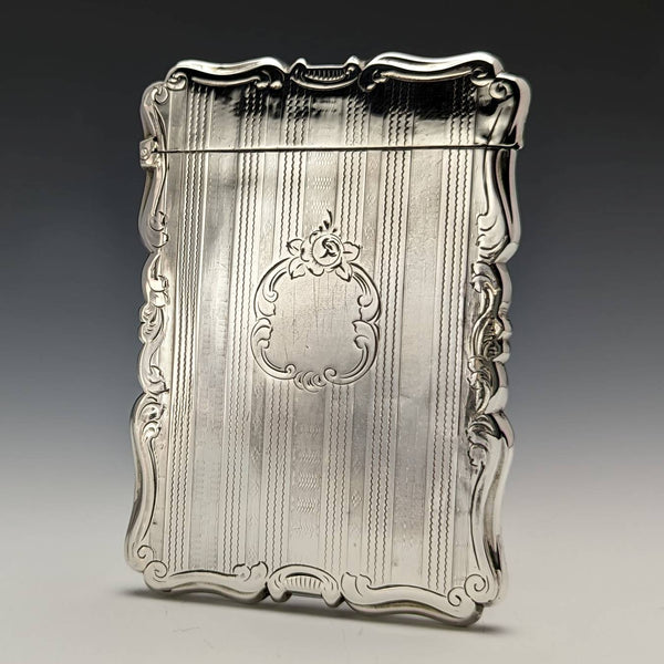 1853年 英国アンティーク 純銀製カードケース 58g Nathaniel Mills